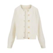 Gebreide Bomber Cardigan voor Vrouwen Zusss , Beige , Dames