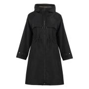 Verstelbare capuchon regenjas met ruitvoering Burberry , Black , Dames