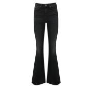 Zwarte Denim Flared Broek Pinko , Black , Dames