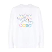 Witte Katoenen Logo Sweatshirt Aw23 Casablanca , White , Heren