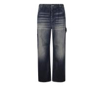 Hoge taille wijde jeans met zakken Diesel , Blue , Dames