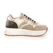 Crème Sneakers met Gouden Accenten Voile Blanche , Multicolor , Dames