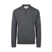 Grijze polo met lange mouwen van merinowol met logo Iceberg , Gray , H...