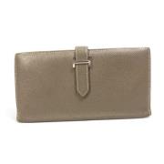 Pre-owned Leather wallets Hermès Vintage , Beige , Dames