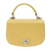 Pre-owned Leather chanel-bags Chanel Vintage , Yellow , Dames