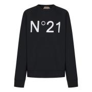 Zwarte Oversized Crewneck Sweatshirt met Logo N21 , Black , Dames