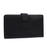 Pre-owned Leather wallets Chanel Vintage , Black , Dames