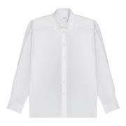 Oversized wit klassiek shirt met logoknoop Laneus , White , Dames