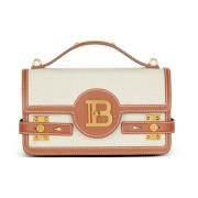 B-Buzz 24 canvas en leren tas Balmain , Beige , Dames