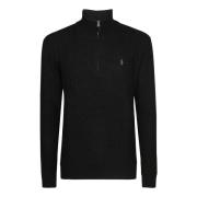 Wollen Half Zip Trui Ralph Lauren , Black , Heren