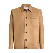 Beige Wol Overshirt Jas PT Torino , Brown , Heren