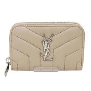 Pre-owned Leather wallets Yves Saint Laurent Vintage , Beige , Dames