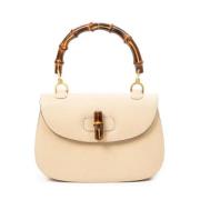 Pre-owned Leather handbags Gucci Vintage , Beige , Dames