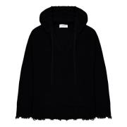 Zwarte hoodie sweatshirt met V-hals Laneus , Black , Heren