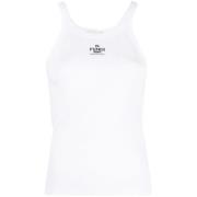 Logo-geborduurde Tanktop Fendi , White , Dames