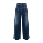 Blauwe Denim Wide Leg Jeans Pinko , Blue , Dames