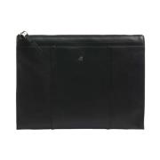 Zwarte leren clutch voor vrouwen Piquadro , Black , Dames