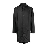 Zwarte capuchontrui met rits Rains , Black , Heren