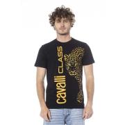 Korte Mouw Logo Print T-shirt Cavalli Class , Black , Heren