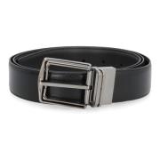 Omkeerbare Leren Riem Ermenegildo Zegna , Black , Heren