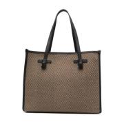 Zwarte leren tas met herringbone Gianni Chiarini , Brown , Dames