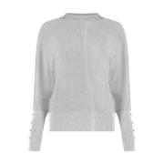 Lurex Detail Mock Neck Pullover Bloomings , Gray , Dames