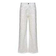 Witte Pailletten Geborduurde Straight-Leg Jeans P.a.r.o.s.h. , White ,...