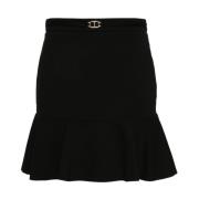 Zwarte Gerende Rok met Logodetail Twinset , Black , Dames