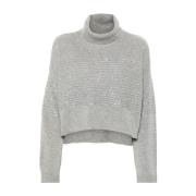 Grijze Paillet Coltrui Breiwerk Twinset , Gray , Dames