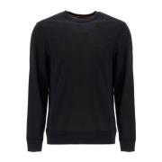 Wolmix Pullover met Geborduurd Logo Boss , Black , Heren