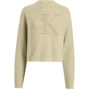 Organische Katoenen Geribbelde Trui Calvin Klein , Beige , Dames