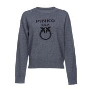 Grijze Wol Intarsia-Gebreide Trui Pinko , Gray , Dames