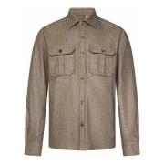 Beige Wollen Blend Overshirt Aw24 Boglioli , Beige , Heren