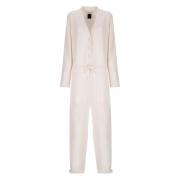 Wol en Angora V-hals Jumpsuit Laneus , Beige , Dames