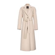 Beige Wollen Jas met Revers Pinko , Beige , Dames