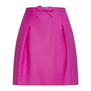 Roze wollen zijden minirok met strik Valentino , Pink , Dames