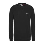 Rechte pasvorm 100% katoenen gebreide trui Tommy Jeans , Black , Heren