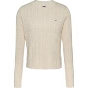 Klassieke Stijl Roomkleurige Crewneck Sweater Tommy Jeans , Beige , Da...