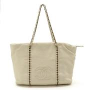 Pre-owned Leather totes Chanel Vintage , White , Dames