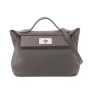 Pre-owned Leather handbags Hermès Vintage , Gray , Dames