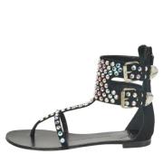 Pre-owned Suede sandals Giuseppe Zanotti Pre-owned , Black , Dames