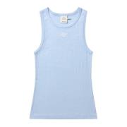 Mouwloze Top Lichtblauw Geborduurd Logo Munthe , Blue , Dames