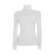 Trui met hoge hals en lurex-details YES ZEE , White , Dames