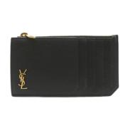 Pre-owned Leather wallets Yves Saint Laurent Vintage , Black , Dames