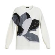 Botanisch Motief Crewneck Sweater Marina Rinaldi , White , Dames