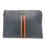 Pre-owned Leather clutches Prada Vintage , Blue , Dames