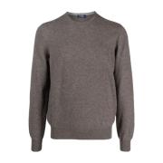 Luxe Cashmere Crew-Neck Gebreide kleding Barba , Brown , Heren