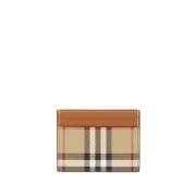 Beige Leren Kaarthouder met Meerdere Compartimenten Burberry , Beige ,...