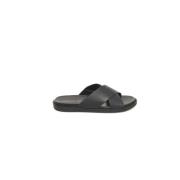 Gevlochten leren dubbele band sandalen Cerruti 1881 , Black , Heren