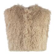 Faux Fur Waistcoat with Pockets Isabel Marant , Beige , Dames